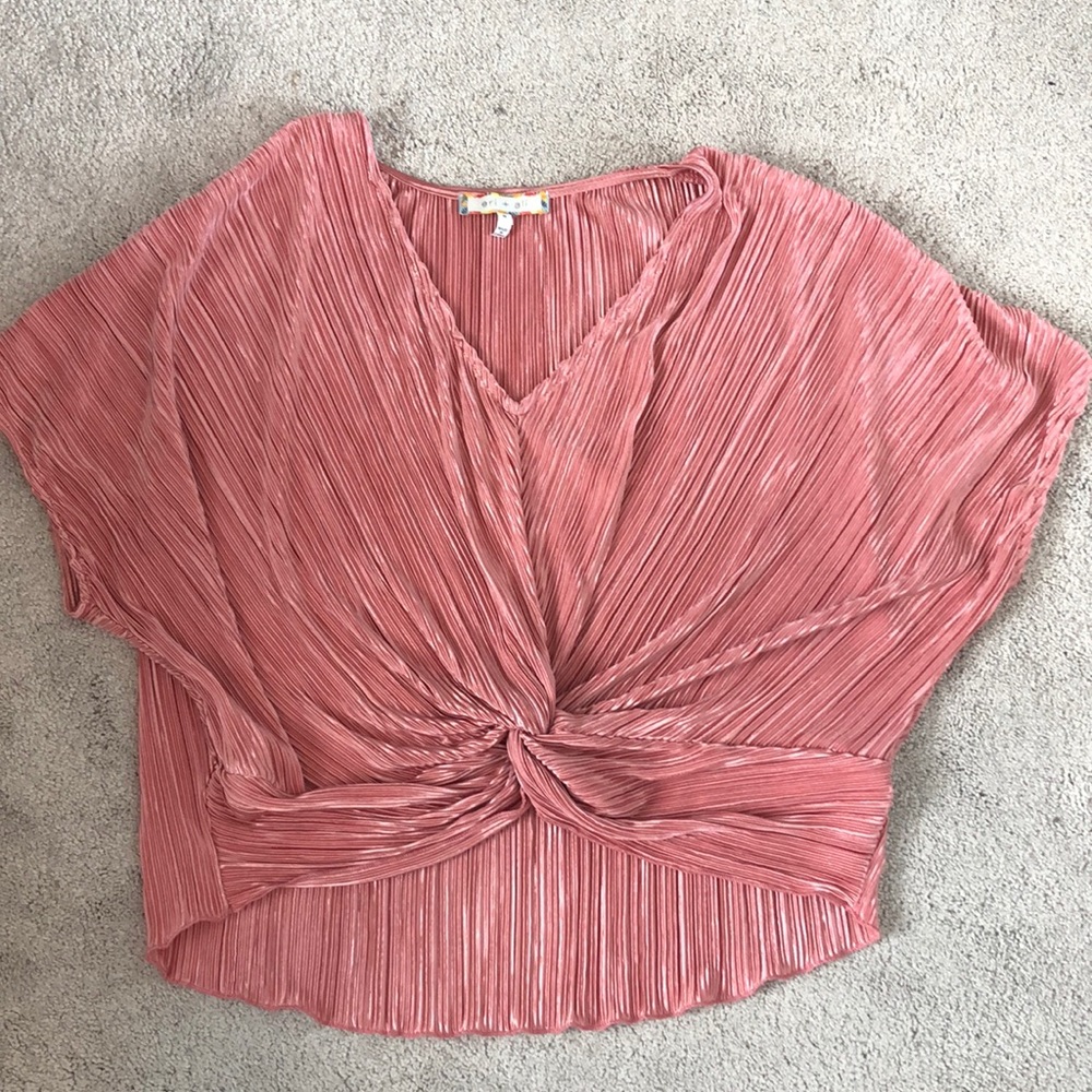 Anthropologie shiny front knot top